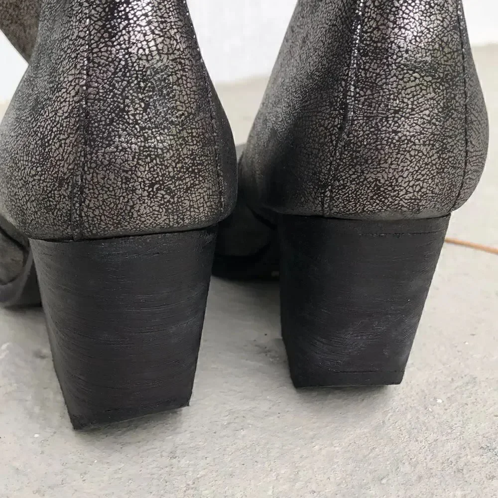 Schutz Crackle  finish  silver boots